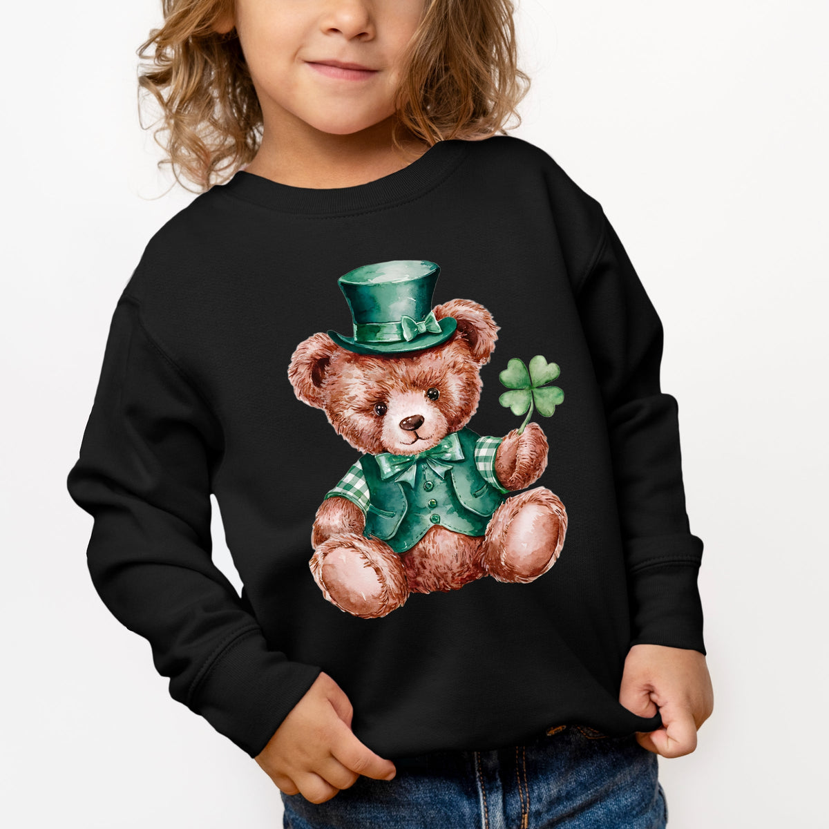 St. Patrick's Bear Clover - Toddler Graphic Sweatshirt