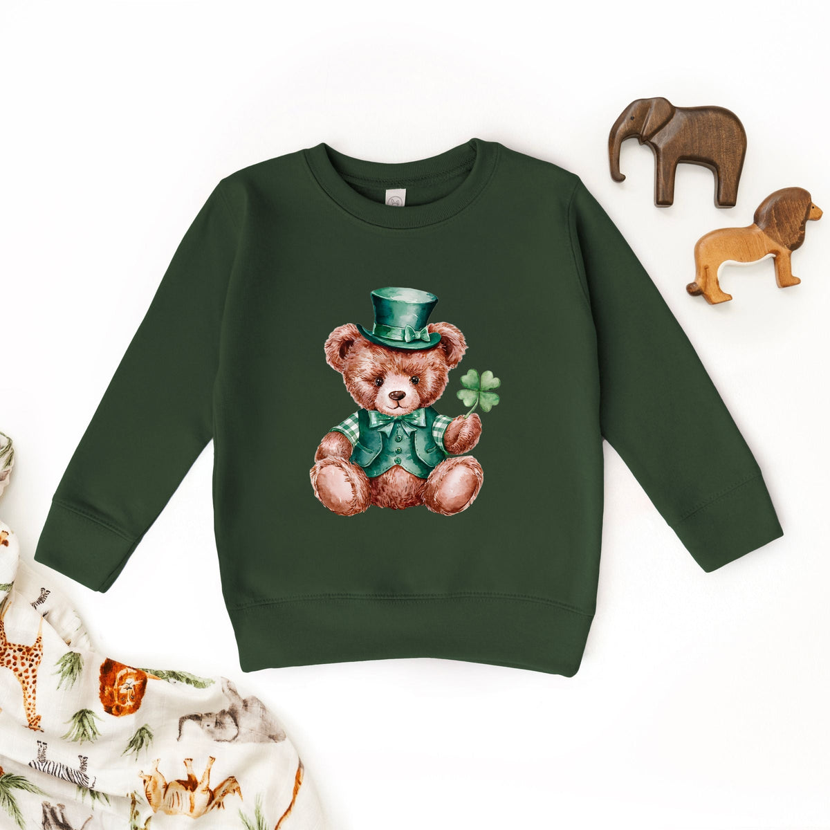 St. Patrick's Bear Clover - Toddler Graphic Sweatshirt