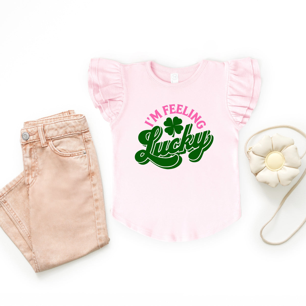 I'm Feeling Lucky Colorful - Flutter Sleeve Graphic T-Shirt