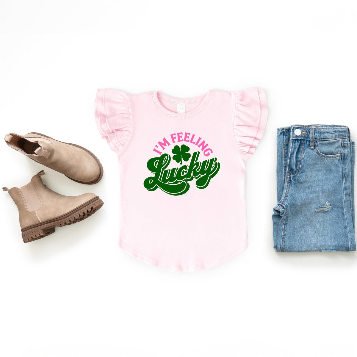 I'm Feeling Lucky Colorful - Flutter Sleeve Graphic T-Shirt