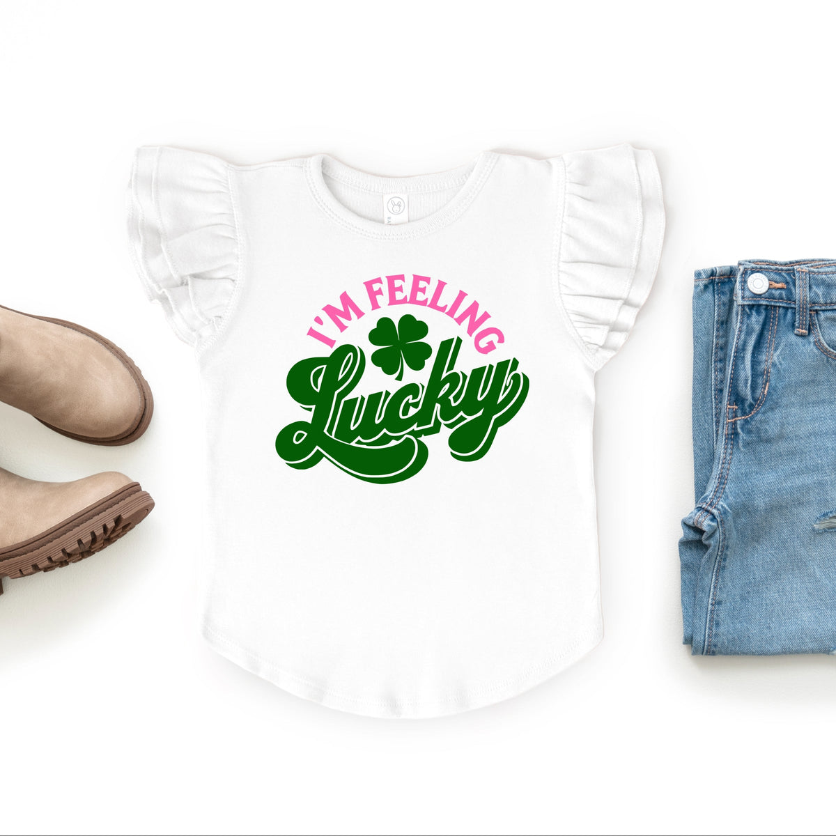 I'm Feeling Lucky Colorful - Flutter Sleeve Graphic T-Shirt