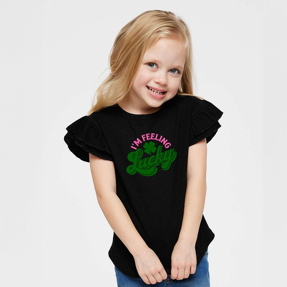 I'm Feeling Lucky Colorful - Flutter Sleeve Graphic T-Shirt