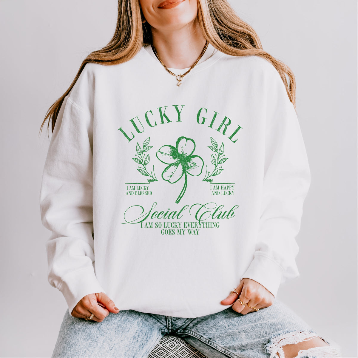 Lucky Girl Social Club Clover - Women's Lightweight Garment Dyed Sweatshirt