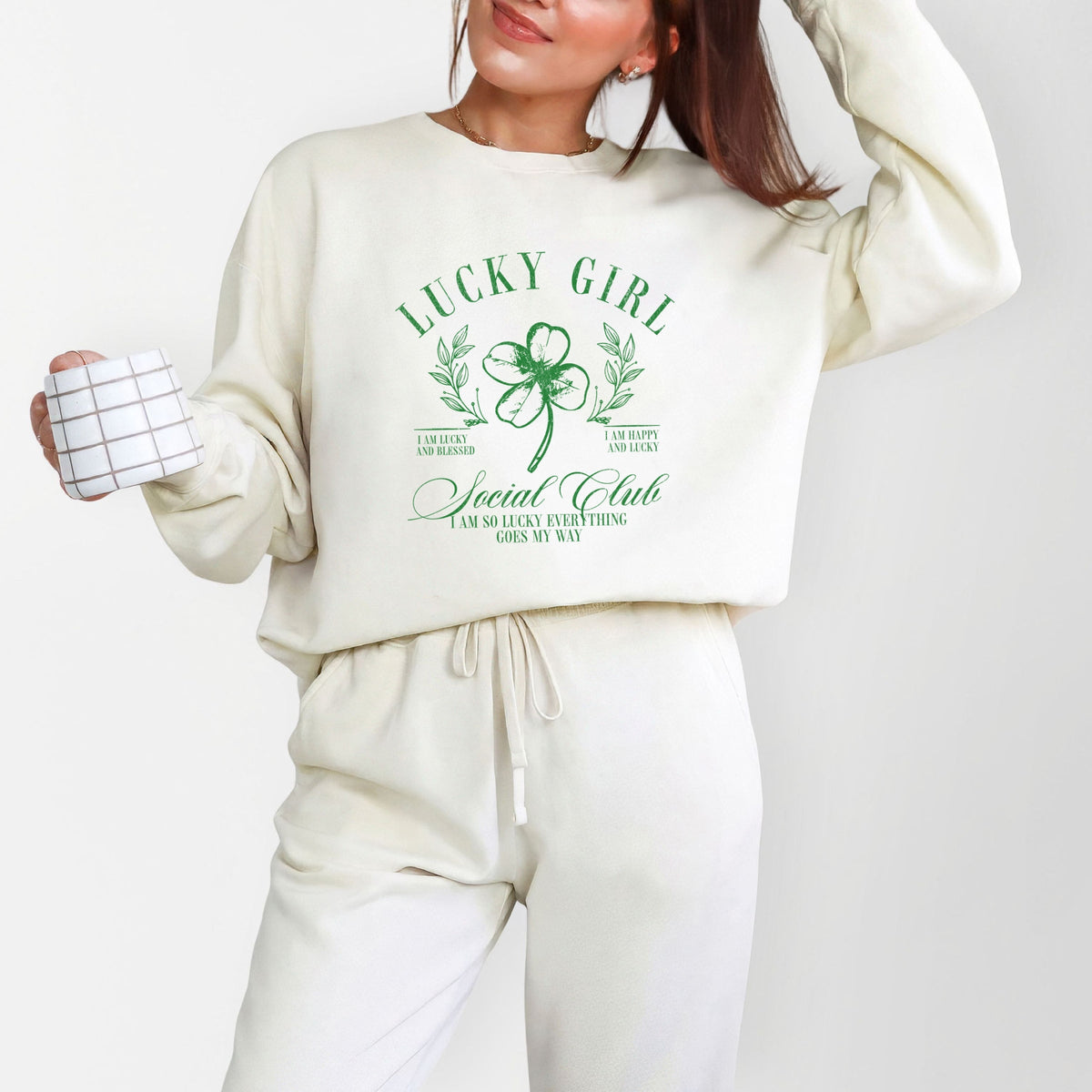 Lucky Girl Social Club Clover - Women's Lightweight Garment Dyed Sweatshirt