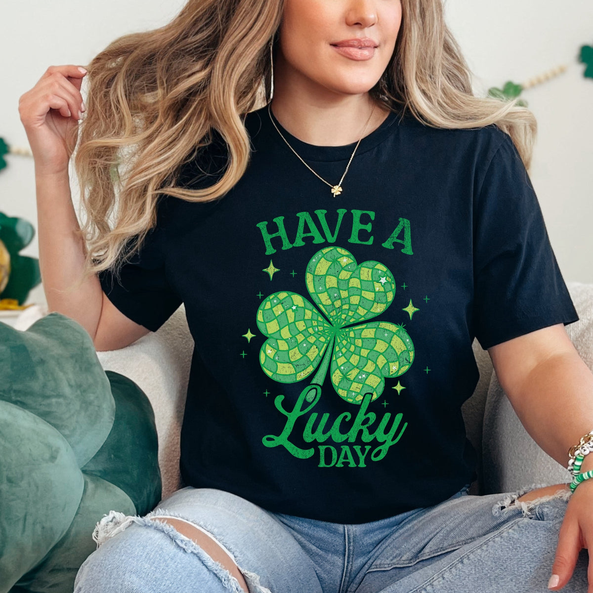 Have A Lucky Day Disco Distressed - Women's Short Sleeve Graphic T-Shirt