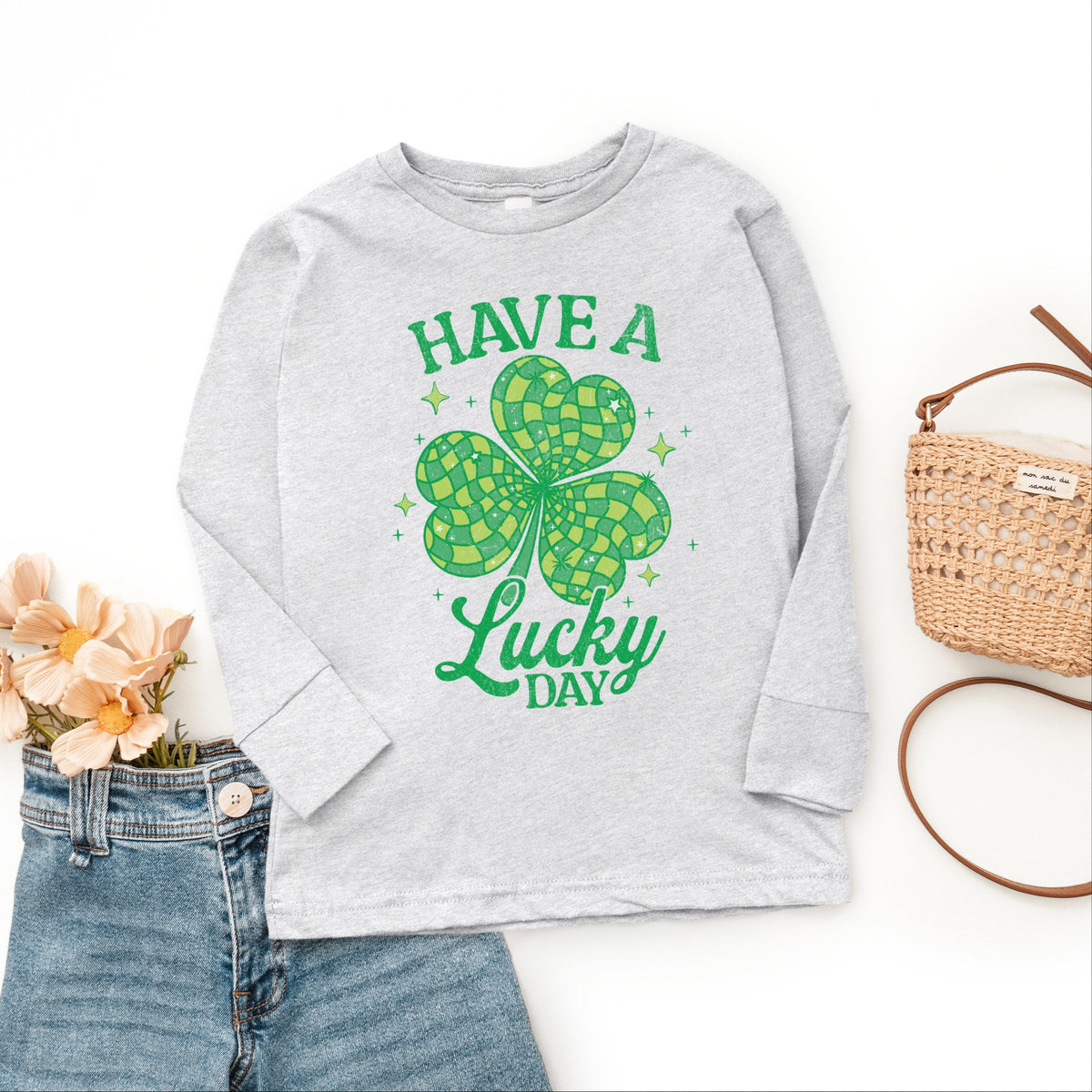Have A Lucky Day Disco Distressed - Youth Long Sleeve Graphic T-Shirt