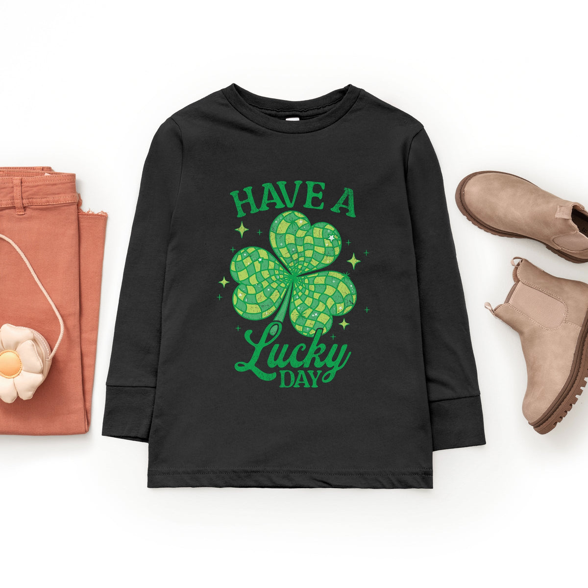 Have A Lucky Day Disco Distressed - Youth Long Sleeve Graphic T-Shirt