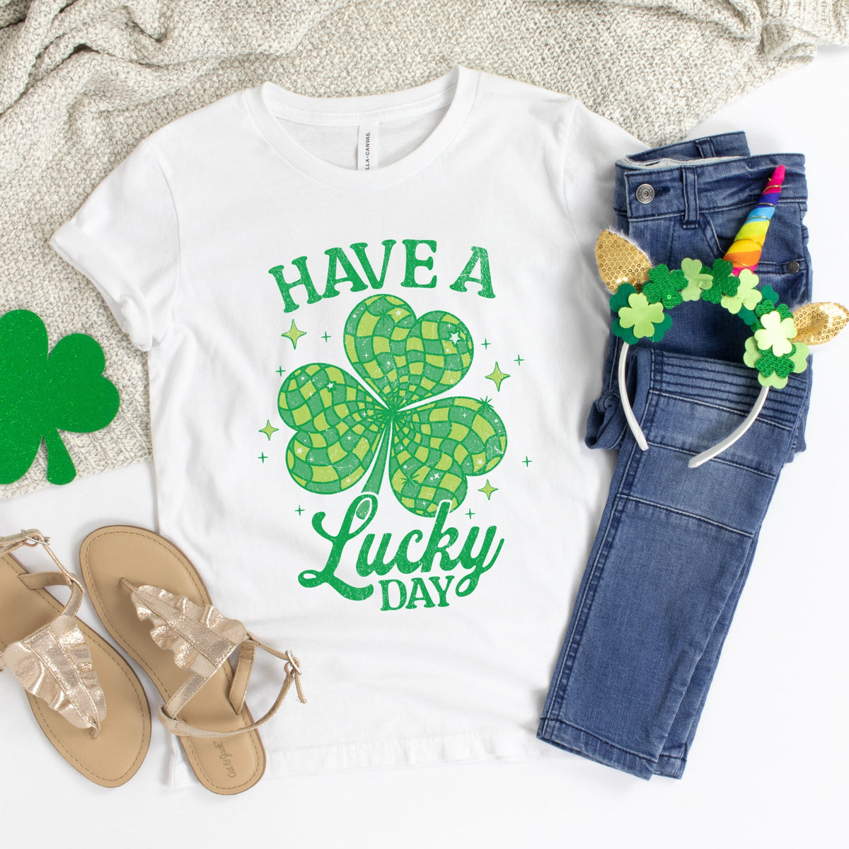 Have A Lucky Day Disco Distressed - Youth Short Sleeve Graphic T-Shirt