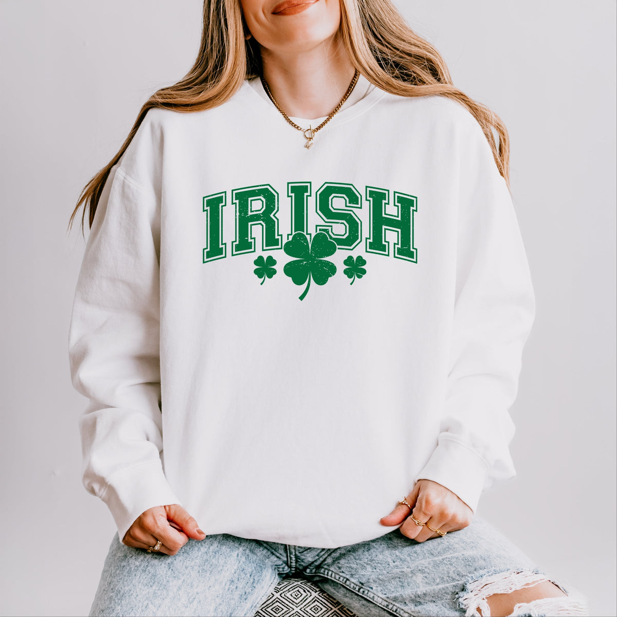 Irish Varsity Outline Arched - Women's Lightweight Garment Dyed Sweatshirt