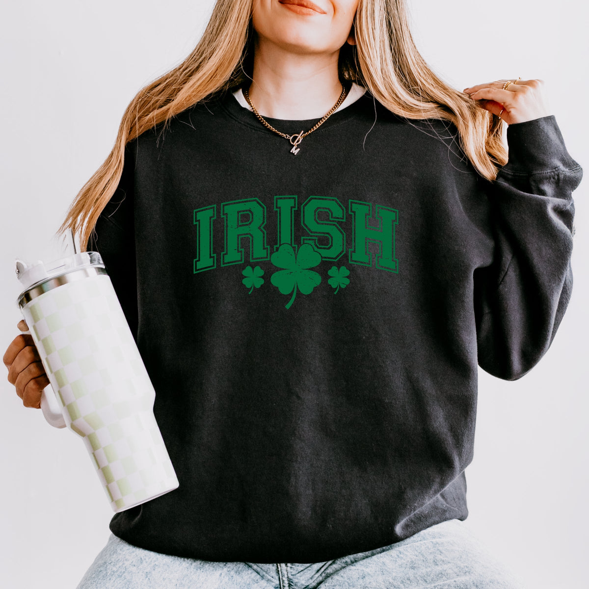 Irish Varsity Outline Arched - Women's Lightweight Garment Dyed Sweatshirt