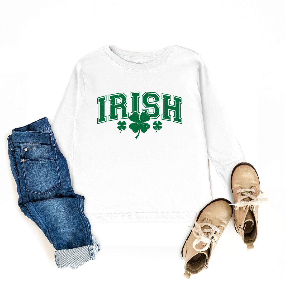 Irish Varsity Outline Arched - Toddler Long Sleeve Graphic Tee