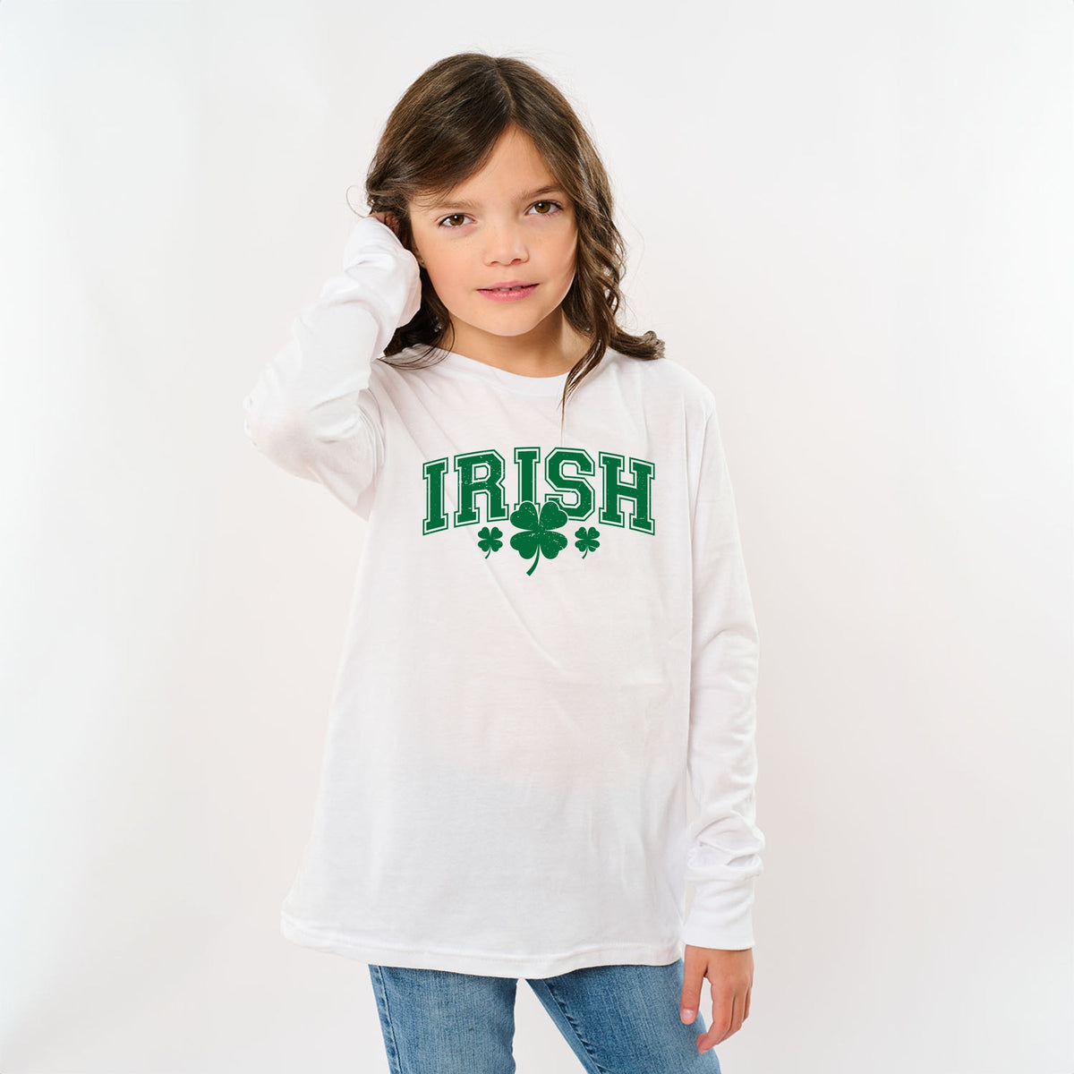 Irish Varsity Outline Arched - Youth Long Sleeve Graphic T-Shirt