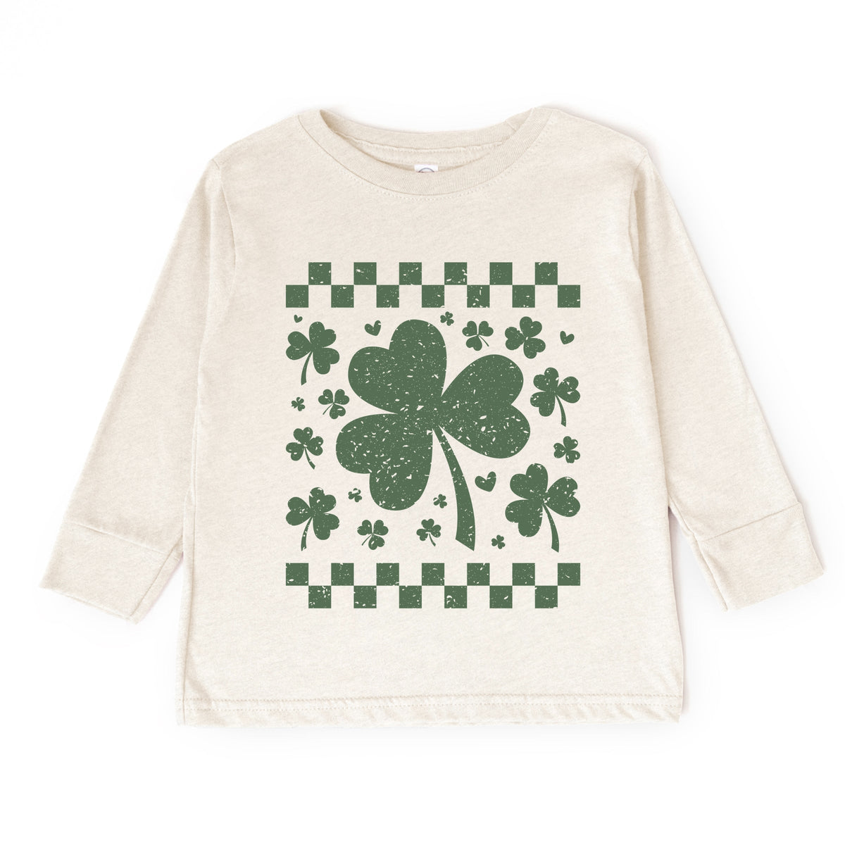 Clovers Checkered Distressed - Toddler Long Sleeve Graphic Tee