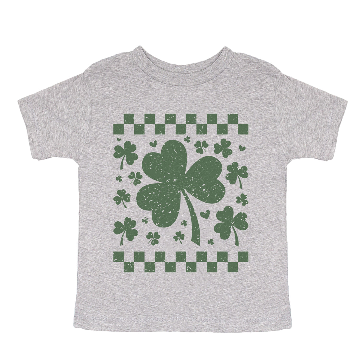 Clovers Checkered Distressed - Toddler Short Sleeve Graphic T-Shirt