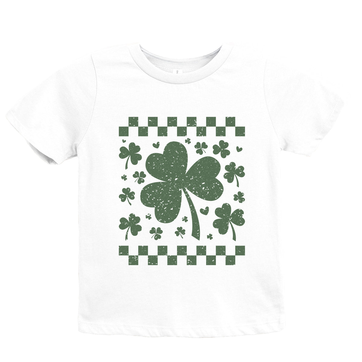 Clovers Checkered Distressed - Youth Short Sleeve Graphic T-Shirt