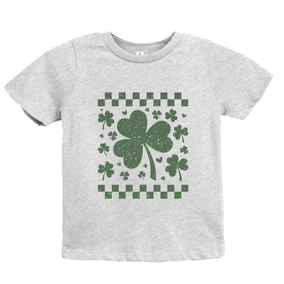 Clovers Checkered Distressed - Youth Short Sleeve Graphic T-Shirt