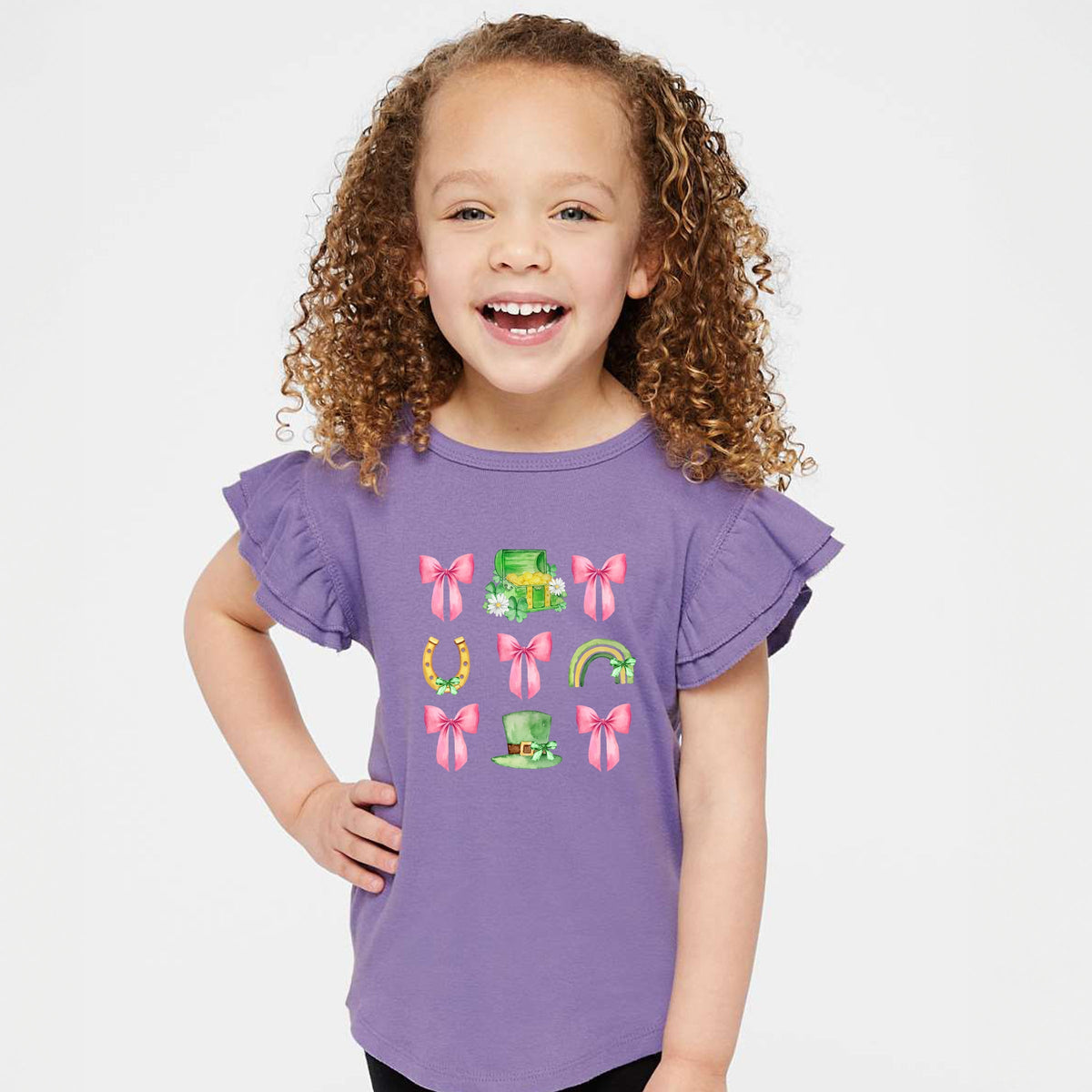 Leprechaun Chart Coquette - Flutter Sleeve Graphic T-Shirt