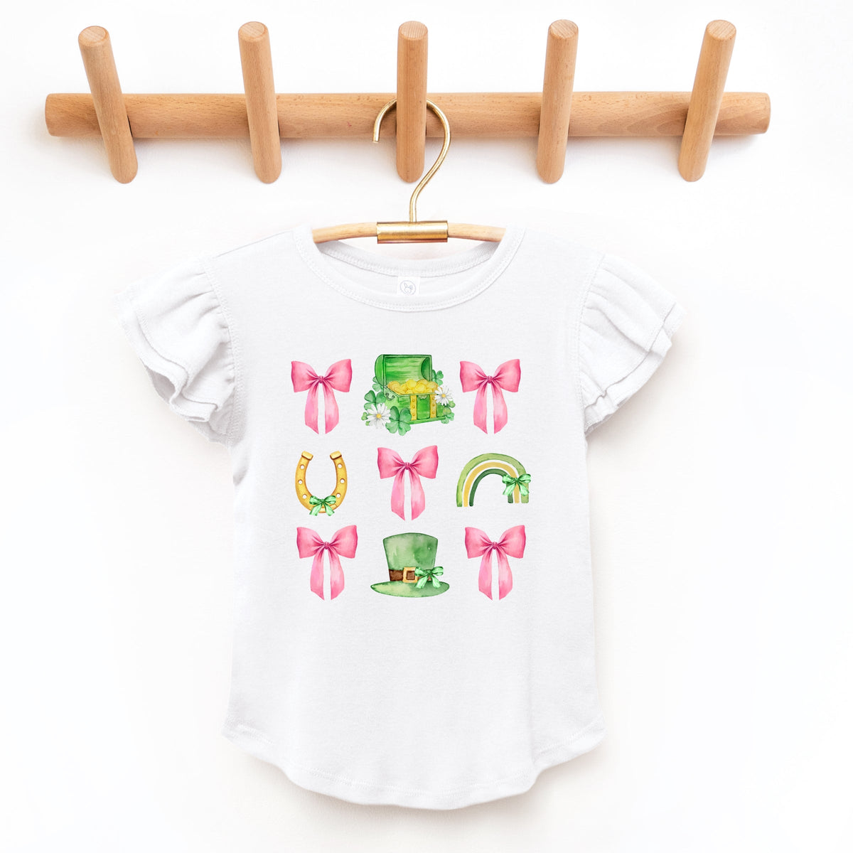 Leprechaun Chart Coquette - Flutter Sleeve Graphic T-Shirt