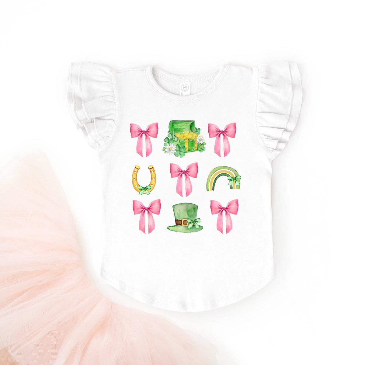 Leprechaun Chart Coquette - Flutter Sleeve Graphic T-Shirt