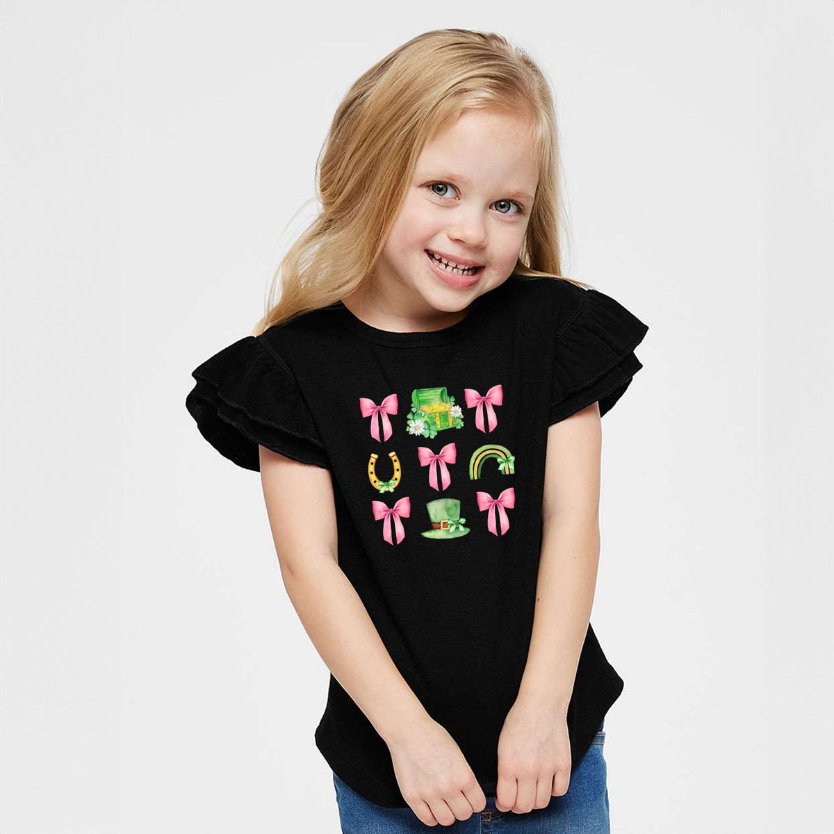 Leprechaun Chart Coquette - Flutter Sleeve Graphic T-Shirt