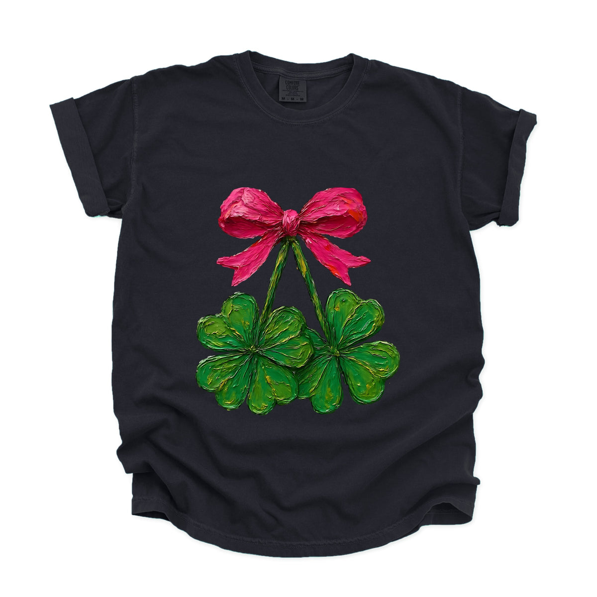 Clover Cherries Paint - Women's Garment Dyed Graphic T-Shirt