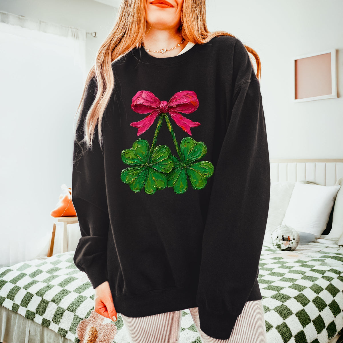 Clover Cherries Paint - Women's Lightweight Garment Dyed Sweatshirt