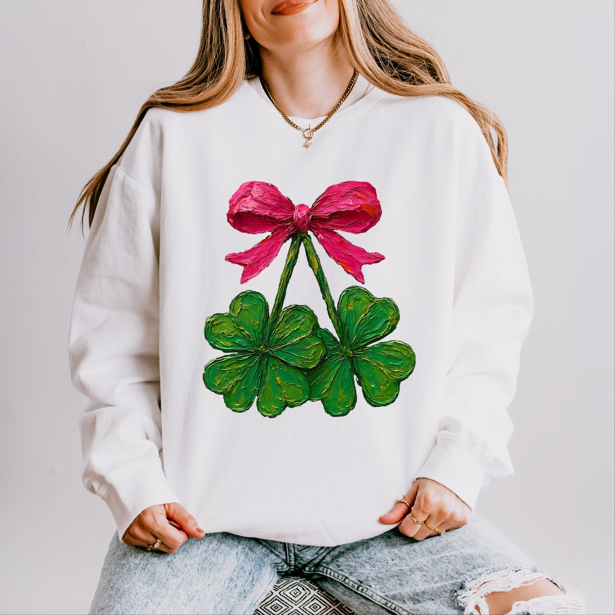 Clover Cherries Paint - Women's Lightweight Garment Dyed Sweatshirt