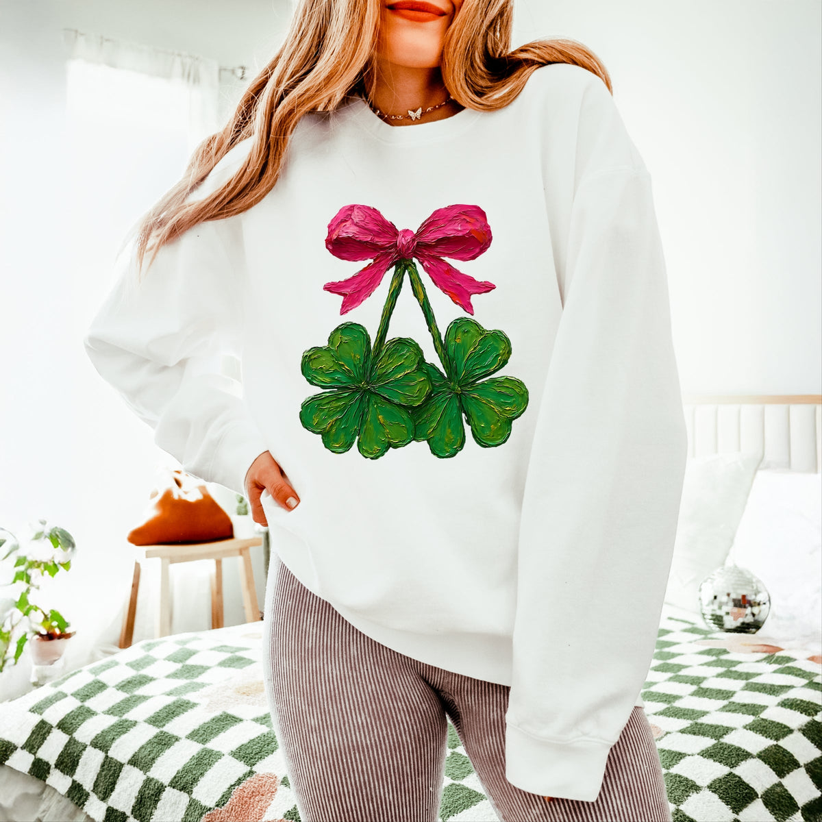Clover Cherries Paint - Women's Lightweight Garment Dyed Sweatshirt