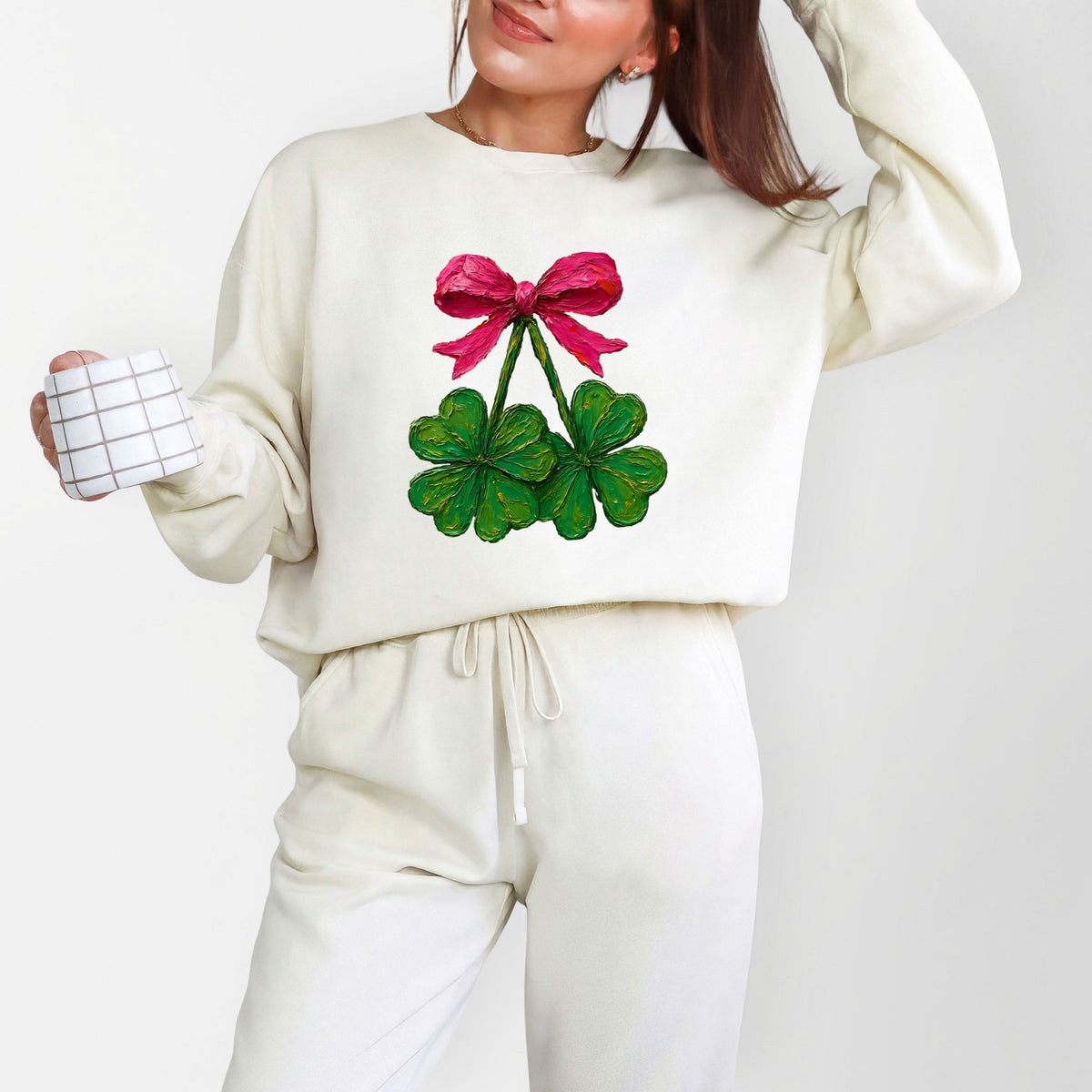 Clover Cherries Paint - Women's Lightweight Garment Dyed Sweatshirt