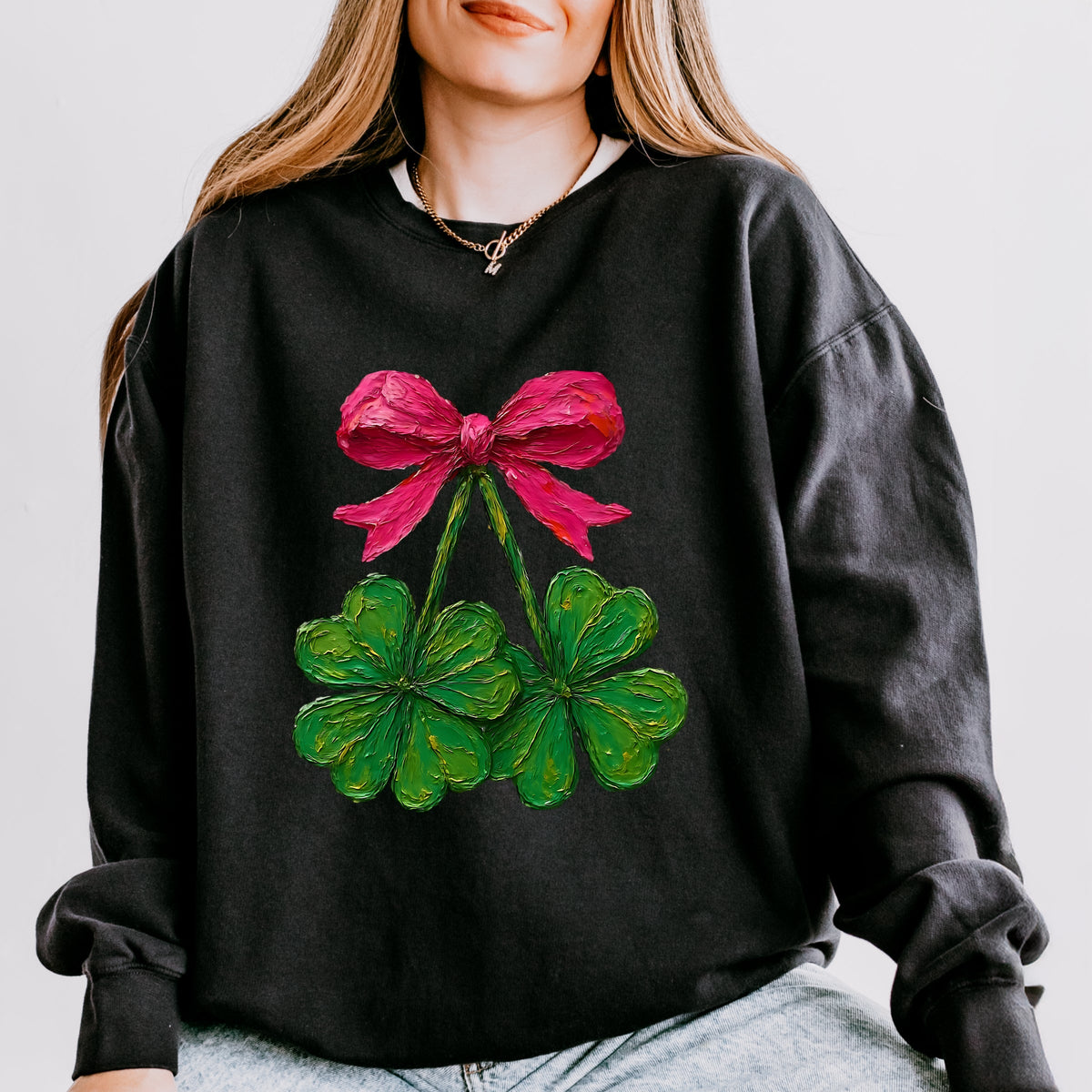 Clover Cherries Paint - Women's Lightweight Garment Dyed Sweatshirt