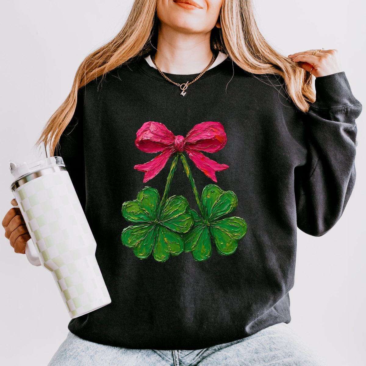 Clover Cherries Paint - Women's Lightweight Garment Dyed Sweatshirt
