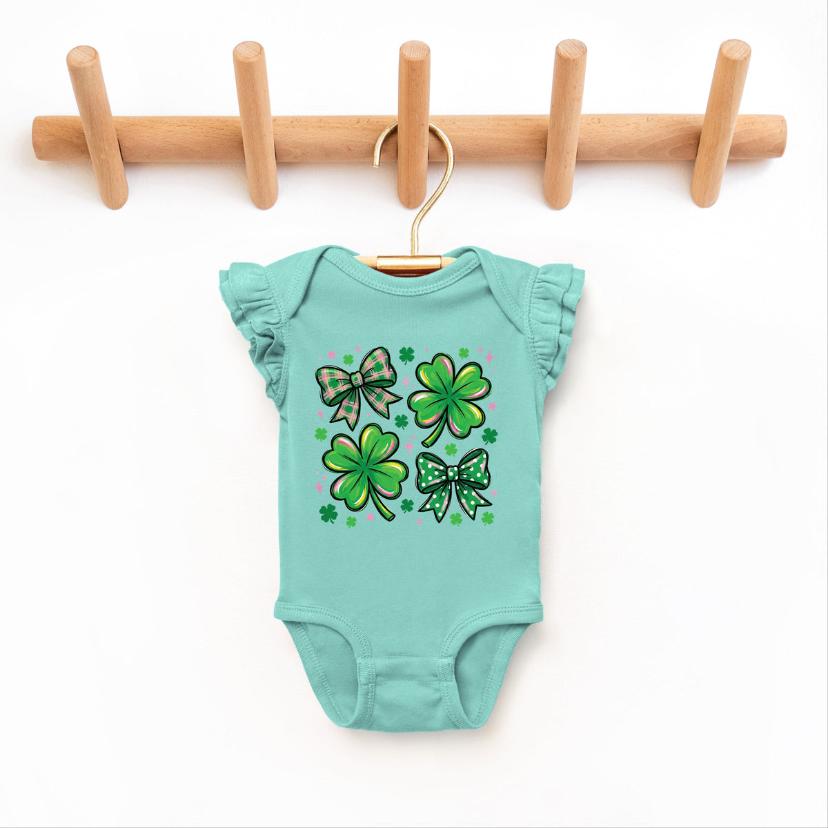 Clover Stars Coquette - Baby Flutter Sleeve Bodysuit
