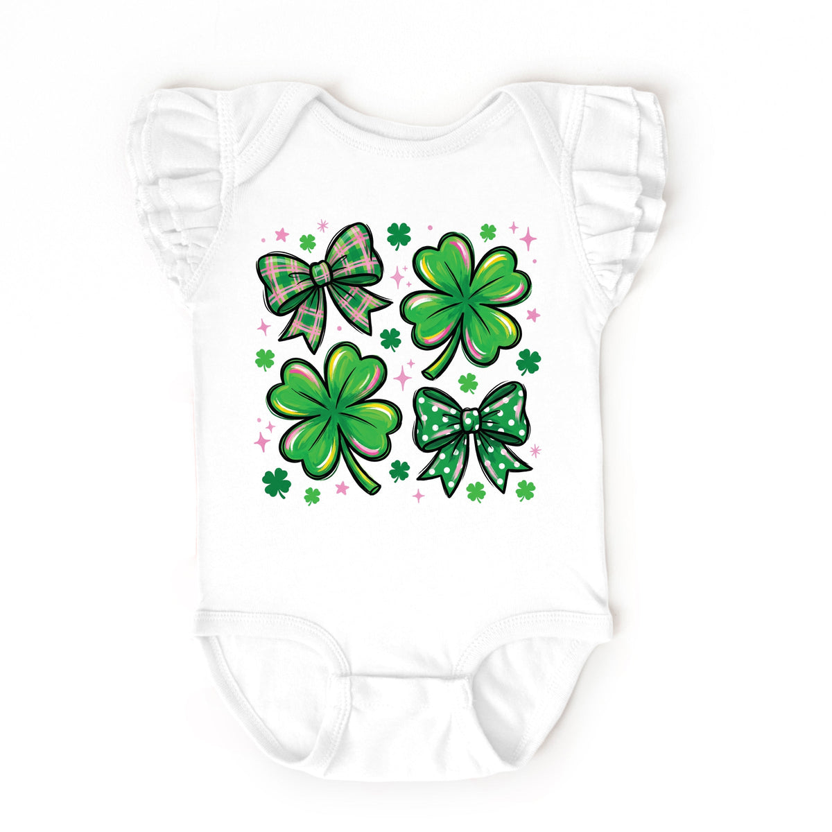 Clover Stars Coquette - Baby Flutter Sleeve Bodysuit