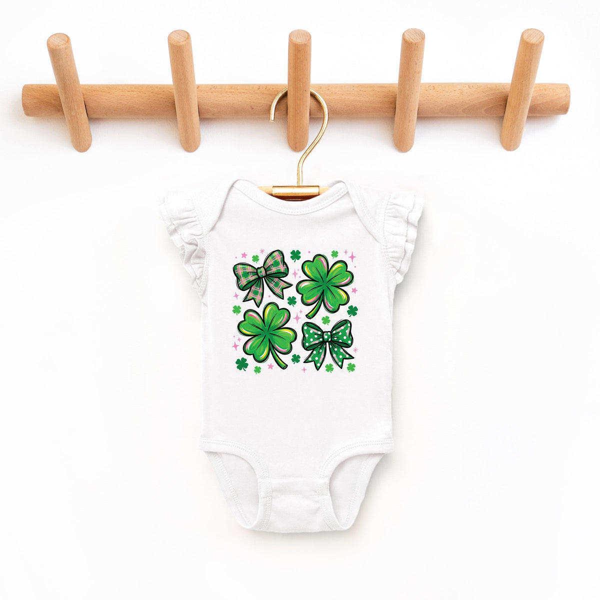 Clover Stars Coquette - Baby Flutter Sleeve Bodysuit