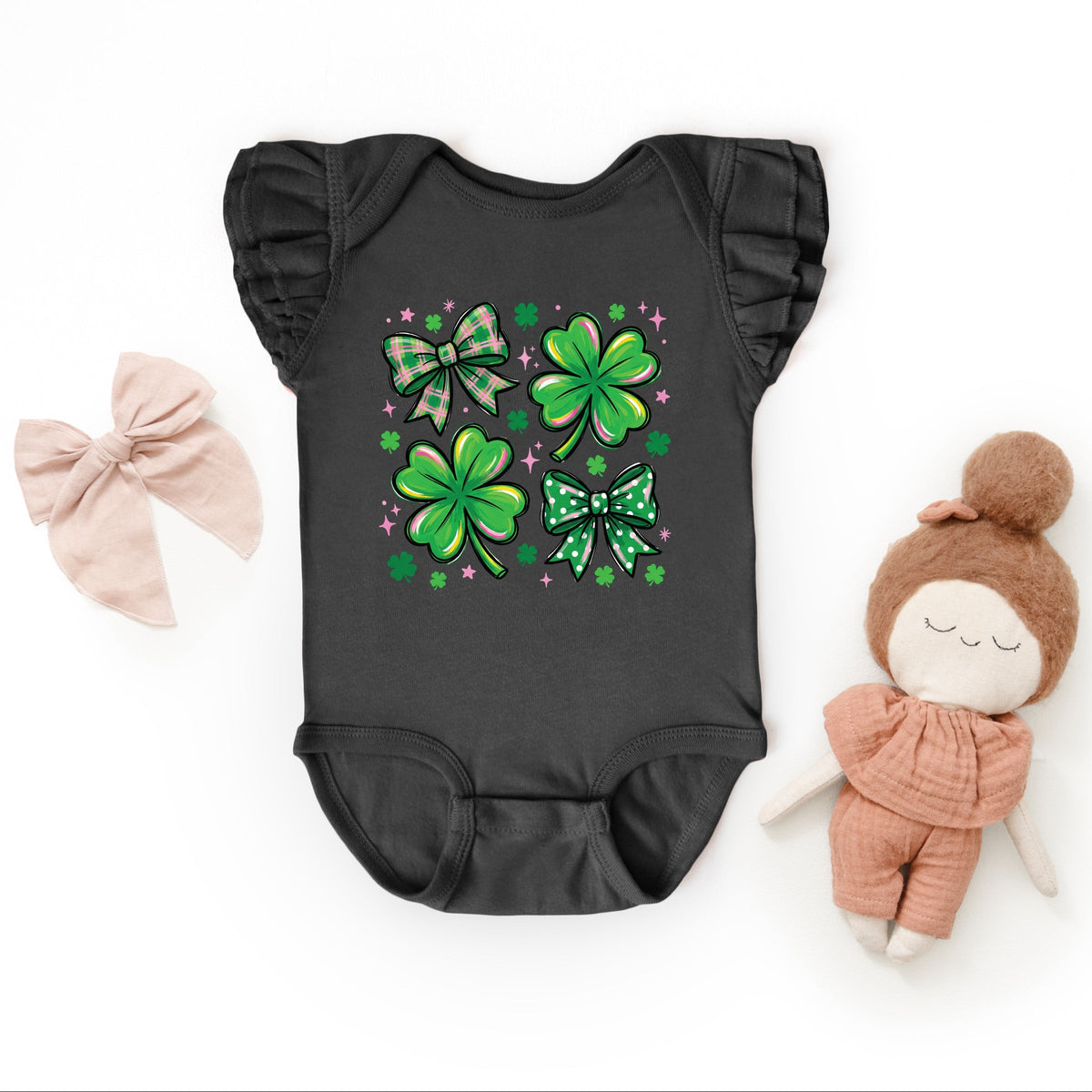 Clover Stars Coquette - Baby Flutter Sleeve Bodysuit