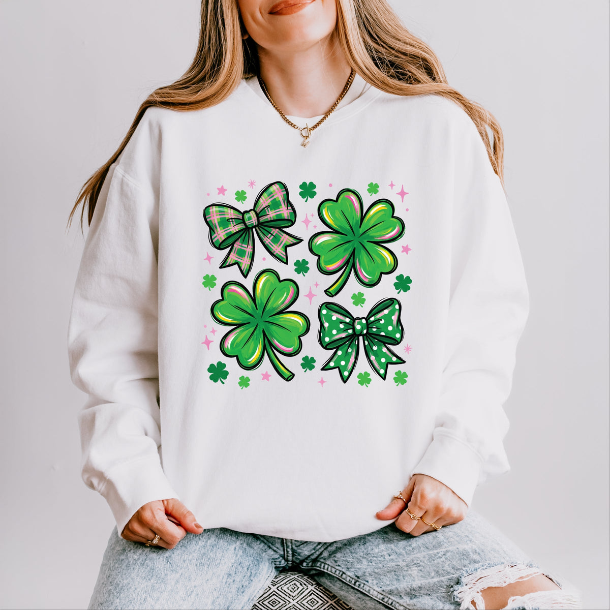 Clover Stars Coquette - Women's Lightweight Garment Dyed Sweatshirt