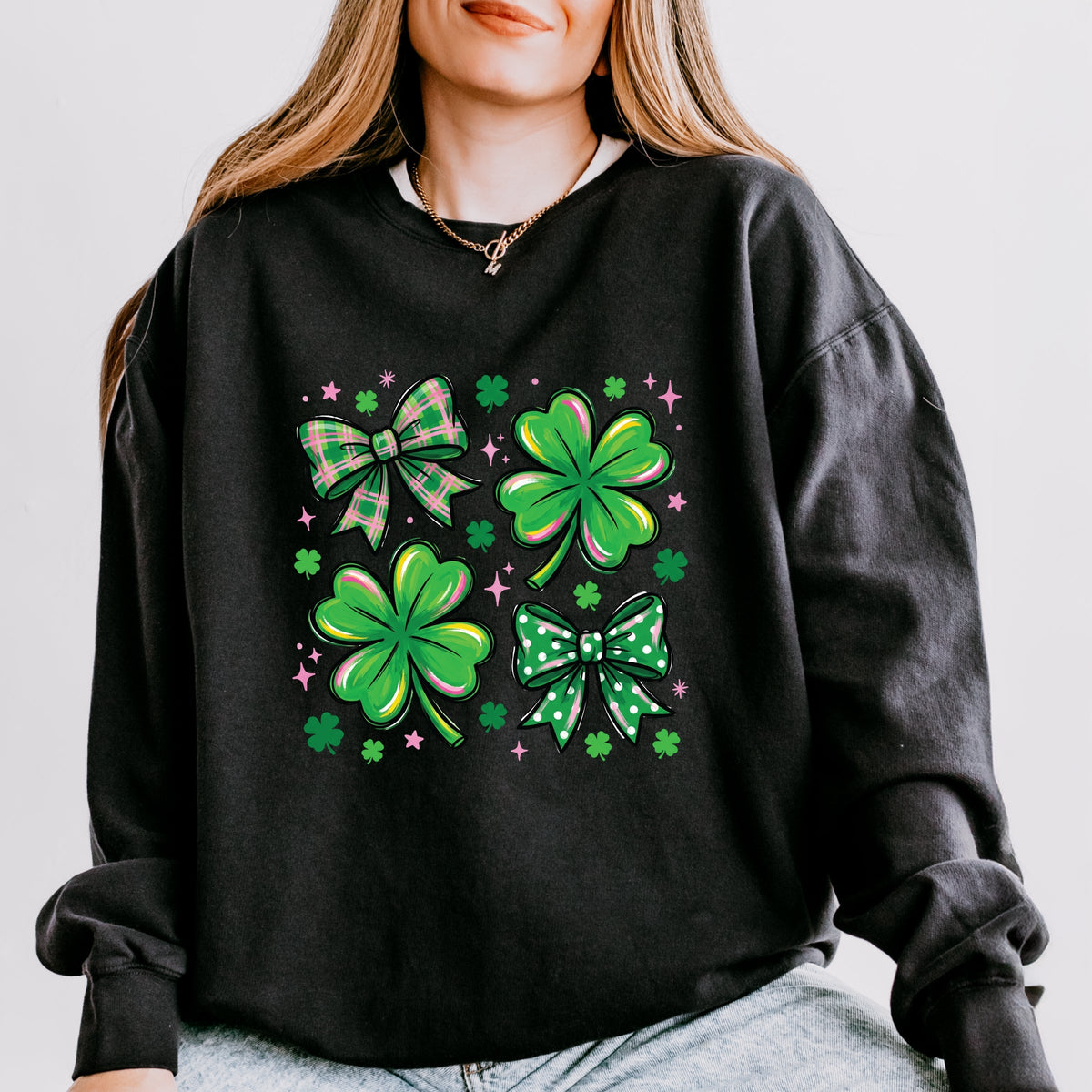 Clover Stars Coquette - Women's Lightweight Garment Dyed Sweatshirt