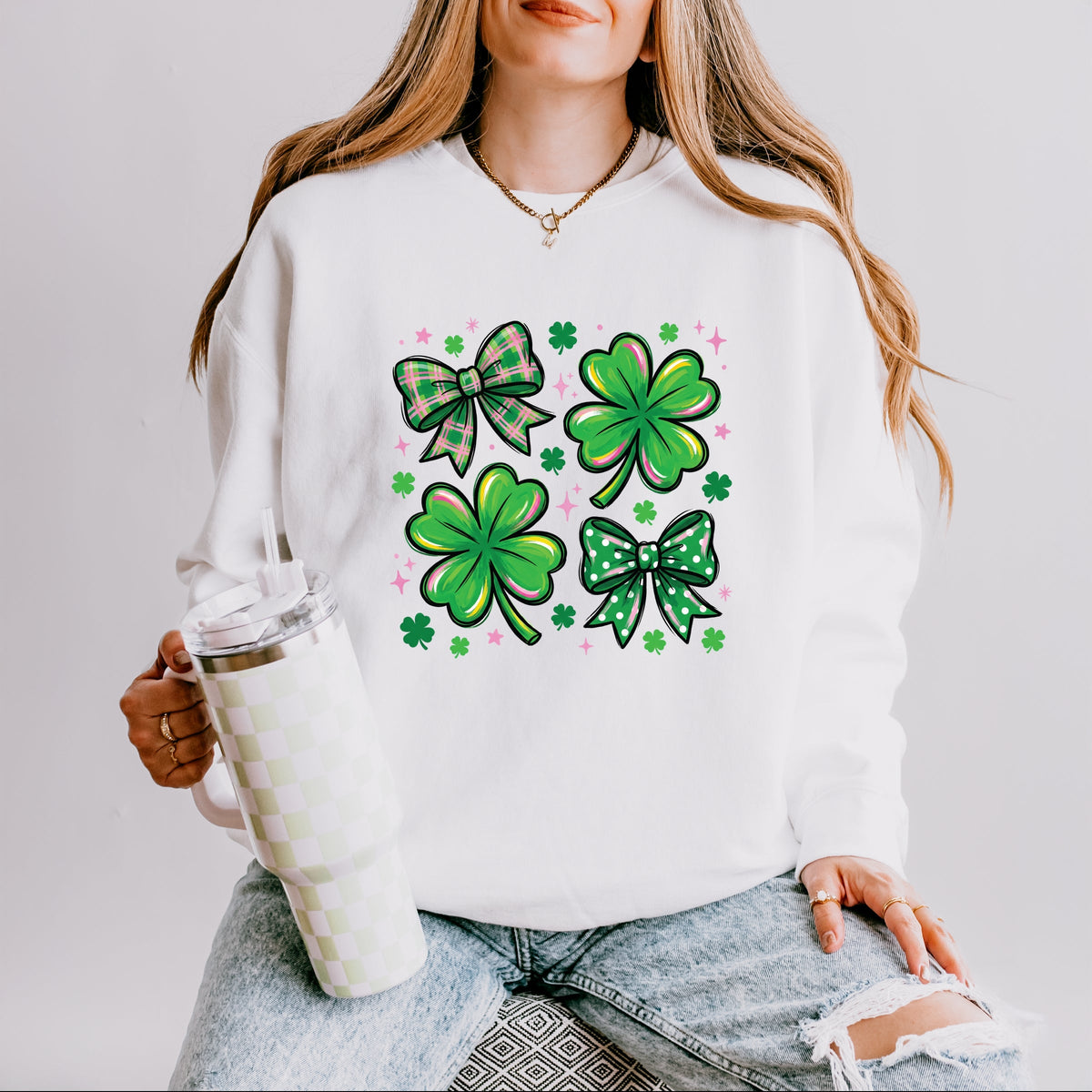 Clover Stars Coquette - Women's Lightweight Garment Dyed Sweatshirt