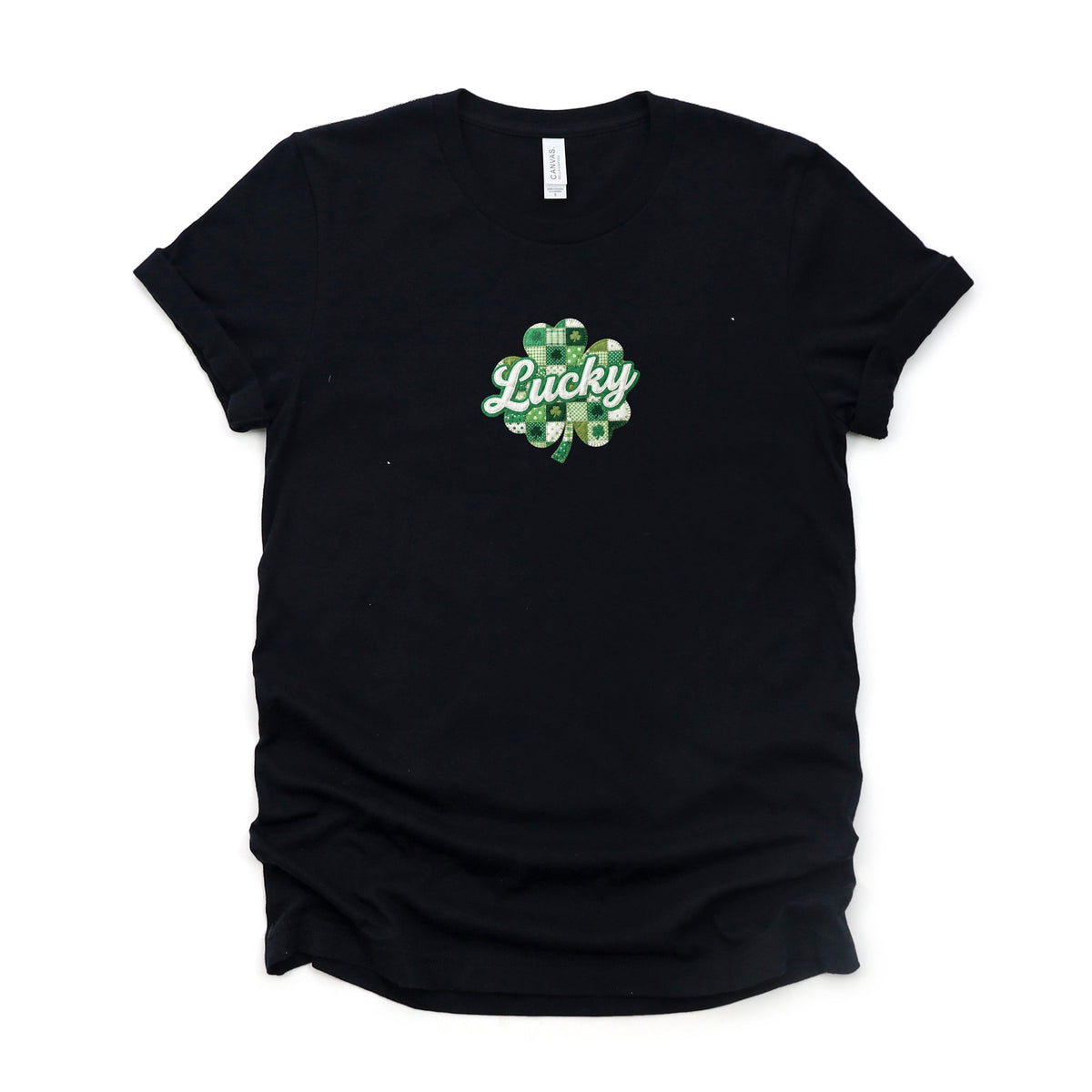 Lucky Clover Patchwork Print - Women's Short Sleeve Graphic T-Shirt