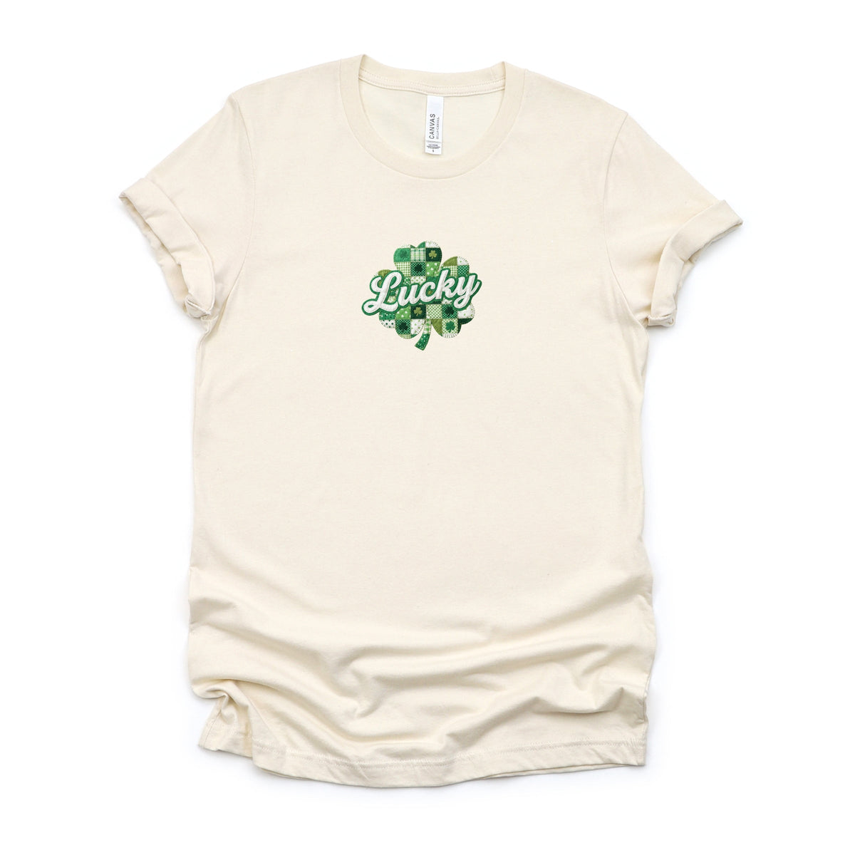 Lucky Clover Patchwork Print - Women's Short Sleeve Graphic T-Shirt