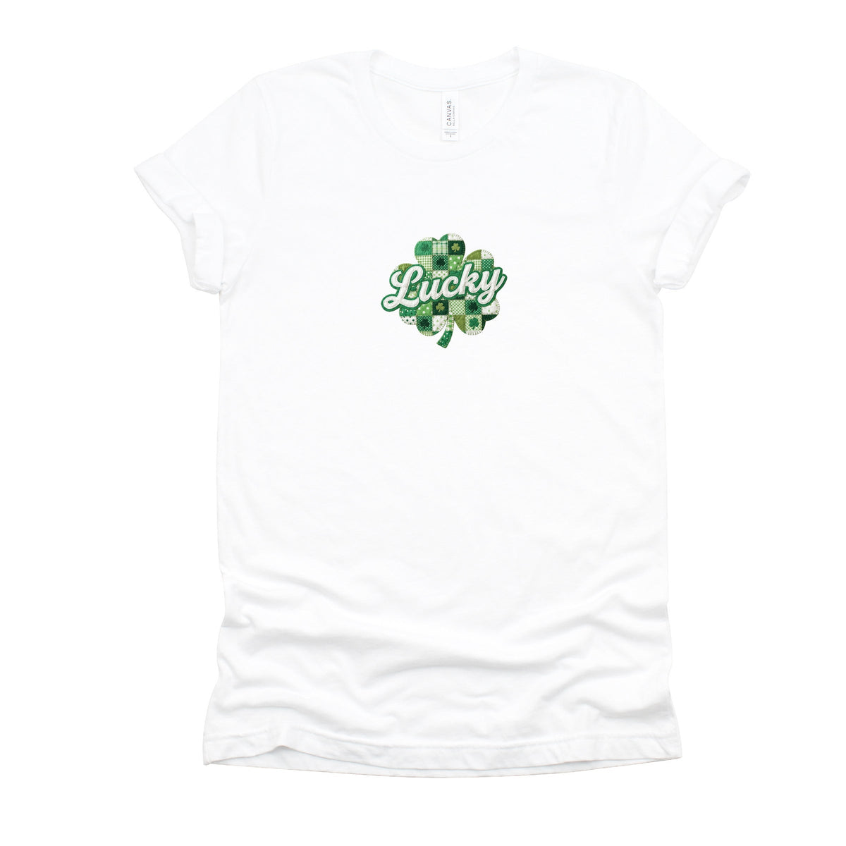 Lucky Clover Patchwork Print - Women's Short Sleeve Graphic T-Shirt