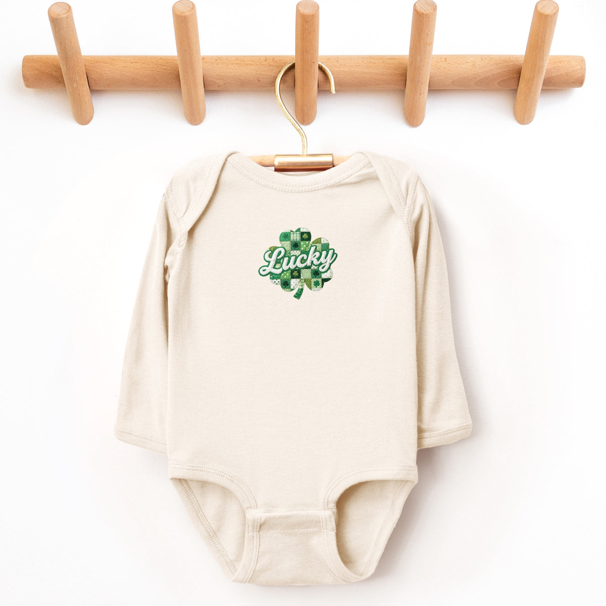 Lucky Clover Patchwork Print - Baby Long Sleeve Bodysuit