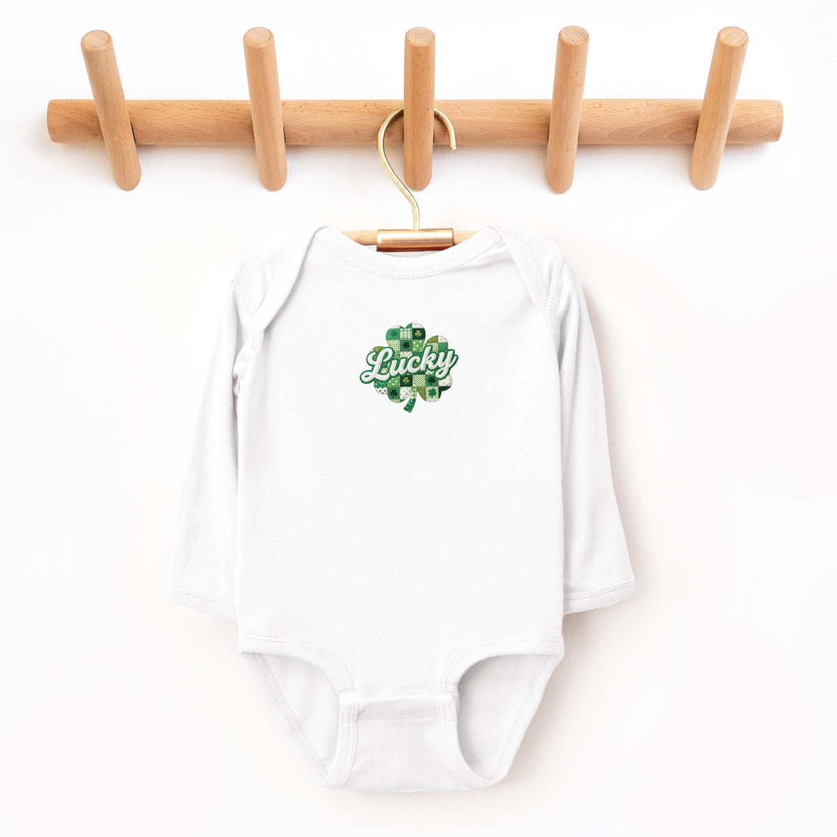 Lucky Clover Patchwork Print - Baby Long Sleeve Bodysuit