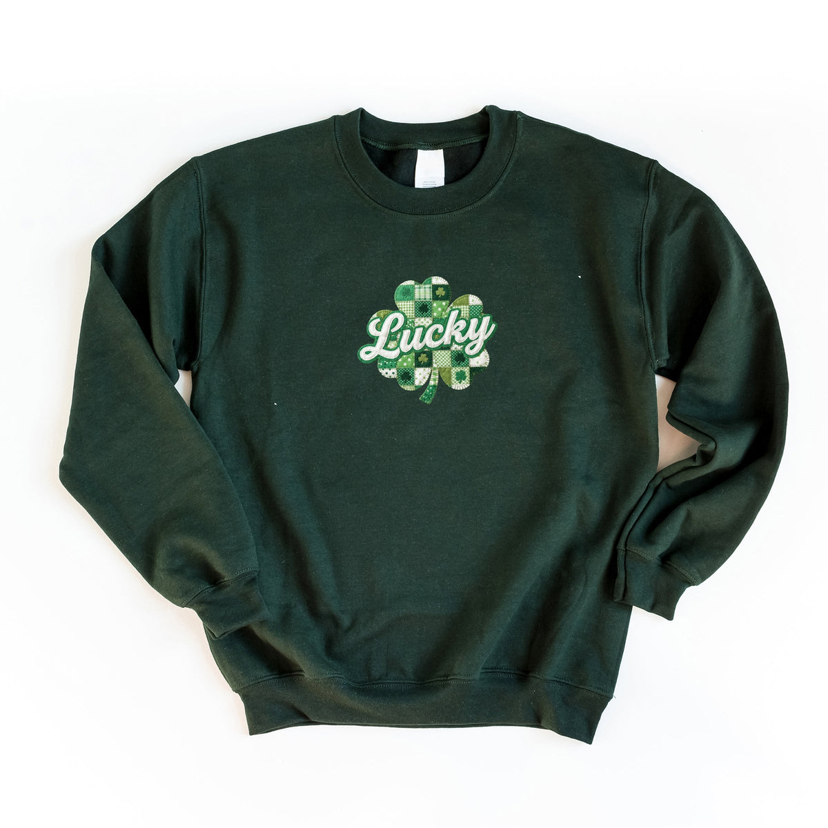 Lucky Clover Patchwork Print -  Women's Graphic Sweatshirt