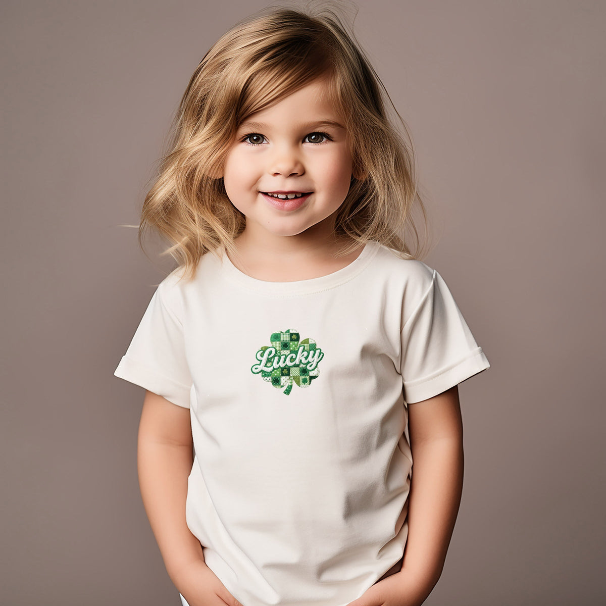 Lucky Clover Patchwork Print - Toddler Short Sleeve Graphic T-Shirt