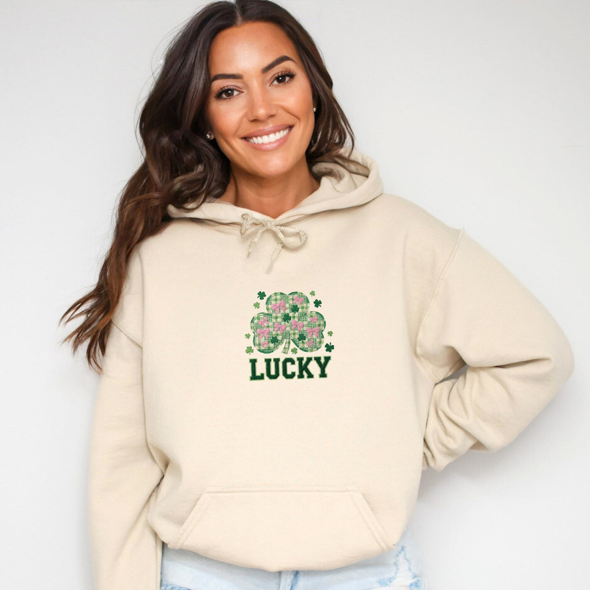 Lucky Varsity Coquette Patchwork Print - Women's Graphic Hoodie