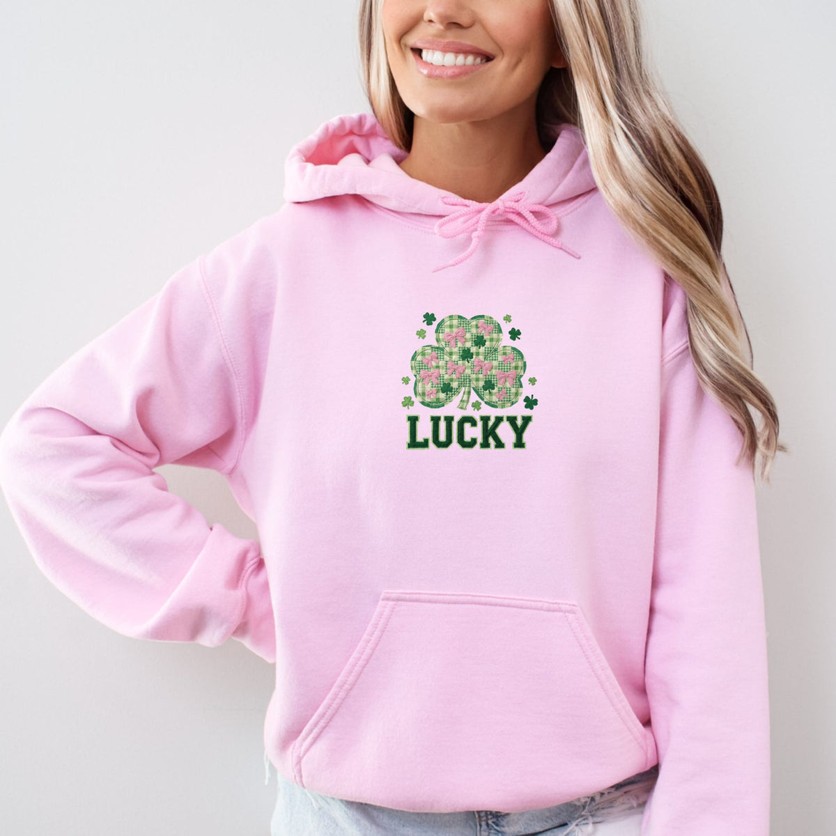 Lucky Varsity Coquette Patchwork Print - Women's Graphic Hoodie