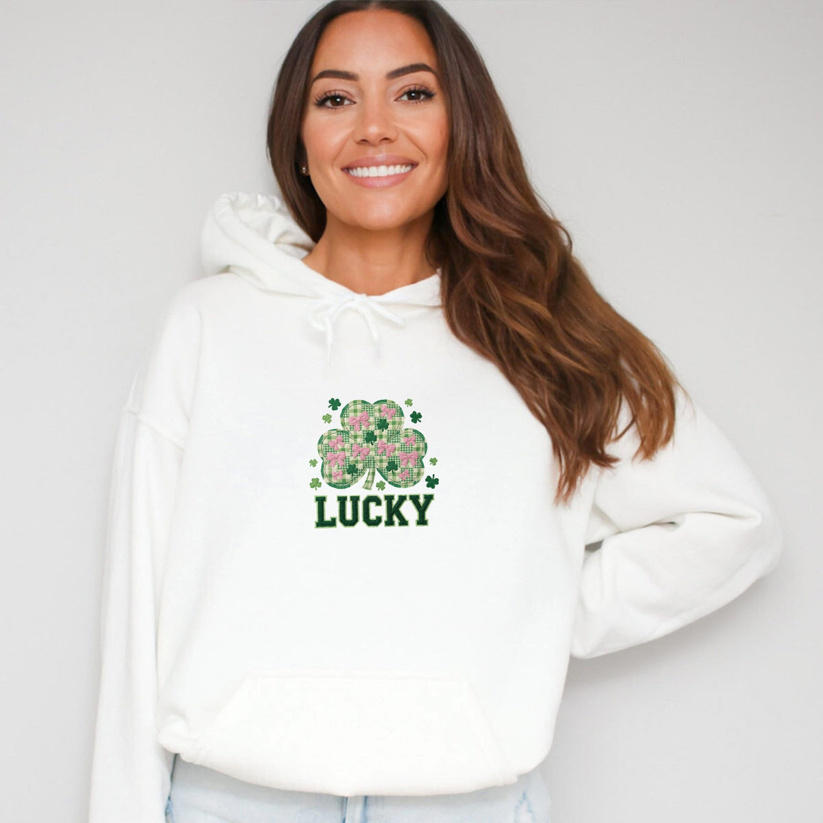 Lucky Varsity Coquette Patchwork Print - Women's Graphic Hoodie