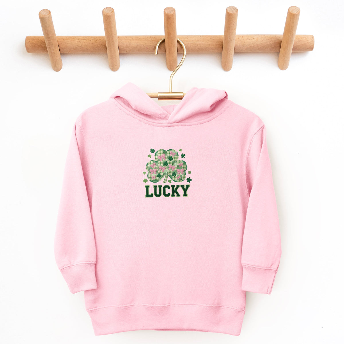 Lucky Varsity Coquette Patchwork Print - Toddler Hoodie
