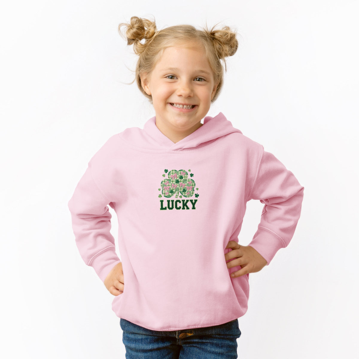 Lucky Varsity Coquette Patchwork Print - Toddler Hoodie